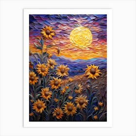 Sunflowers At Sunset Art Print