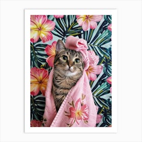 Cat In A Towel Art Print