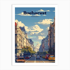 Bucharest Romania City Travel Art Illustration Art Print