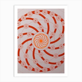 Geometric Abstract Glyph Circle Array in Tomato Red n.0091 Art Print