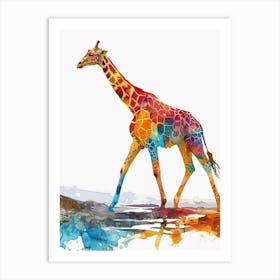 Giraffe Walking Watercolour 3 Art Print