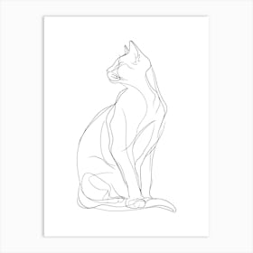 Cat Drawing Monoline Artistic Minimalist 1 Art Print