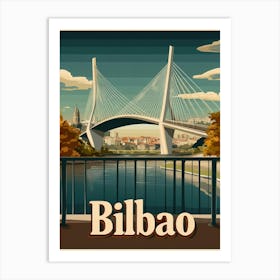 Aihrgdesign A Retro Travel Poster For Bilbao Featuring The Ma 6e8f8f13 6e40 4b20 A3e5 3c7debb8cf15 1 Art Print