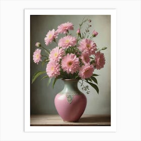 Pink Flowers In A Vase 2 Art Print