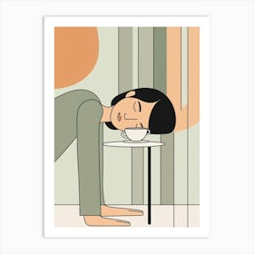 Woman Sleeping On A Table Art Print