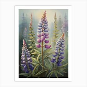 Vintage Lupine Floral Art Art Print