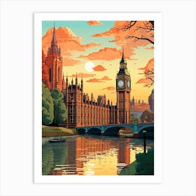 Big Ben And The House Of Parliament Pixel Art 2 Art Print