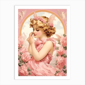 Vintage Pink Illustration Kitsch 3 Art Print