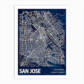 San Jose Crocus Marble Map Art Print