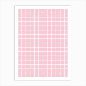 Pink And White Grid Pattern Art Print