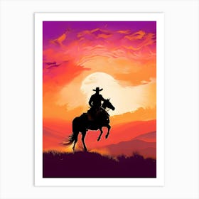 cowboy into sunset Art Print