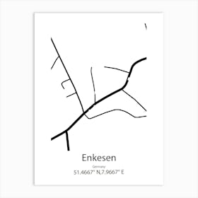 Enkesen,Germany Minimalist Map Art Print