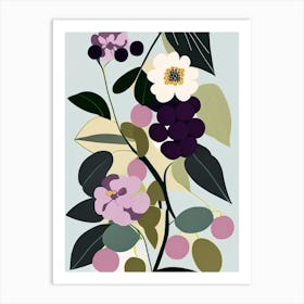 Blackberry Blossom Wildflower Modern Muted Colours 1 Art Print