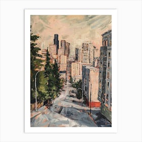 Watercolour Kitsch Cityscape 1 Art Print