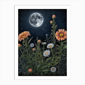 Daisies At Night Art Print