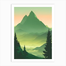 Misty Mountains Vertical Composition In Green Tone 201 Art Print