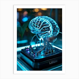 Cybernetic Brain Circuit Infused With Futuristic Design Bioluminescent Neural Pathways Intertwine (2) Art Print