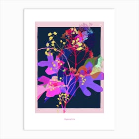 Gypsophila (Baby S Breath) 4 Neon Flower Collage Poster Art Print