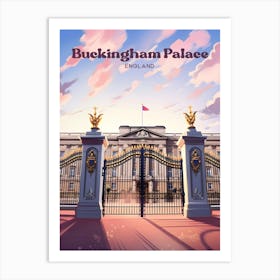 Buckingham Palace England Royalty Travel Art Illustration Art Print