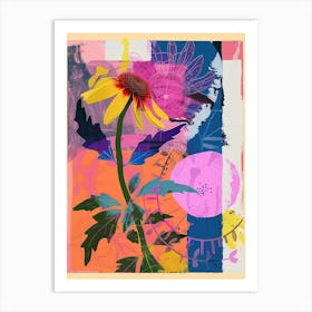 Cineraria 8 Neon Flower Collage Art Print