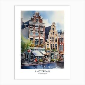 Amsterdam Watercolour Travel Poster 1 Art Print