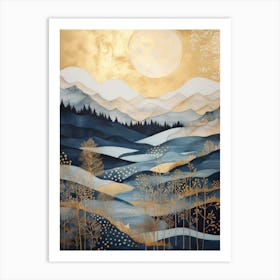 Gold And Blue Landscape Art Print