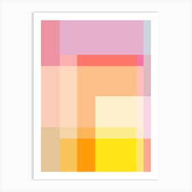 Modern Geometric Abstraction in Pastel Lavender Peach and Yellow Art Print