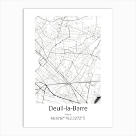 Deuil La Barre,France Minimalist Map Art Print