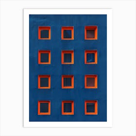 Windows On A Blue Building Art Print