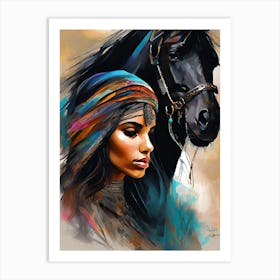 Indian Woman And Horse Art Print