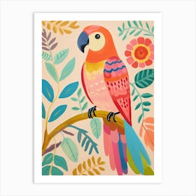 Pink Scandi Parrot 2 Art Print
