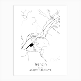 Trencin,Slovakia Minimalist Map Art Print