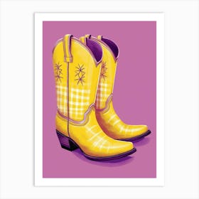 Cowgirl Boots Yellow And Purple 2 Art Print