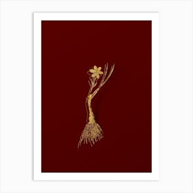 Vintage Snowdon Lily Botanical in Gold on Red n.0405 Art Print