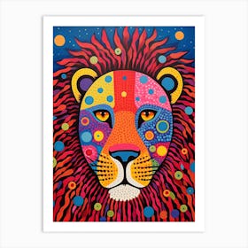 Vivid Dotty Lion Art Print