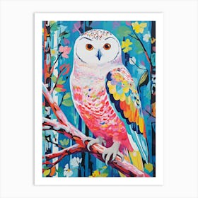 Colourful Bird Painting Snowy Owl 3 Art Print