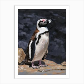 African Penguin Petermann Island Oil Painting 3 Art Print