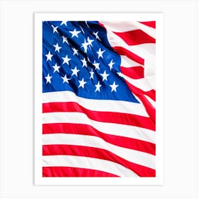 American Flag Unfurling In The Breeze Colors Transitioning From Rippled White At The Top To Rippled (1) Art Print