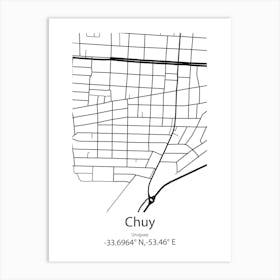 Chuy,Uruguay Minimalist Map Art Print