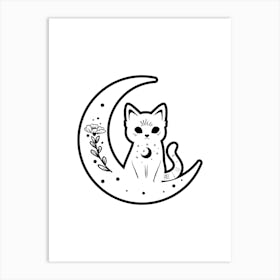 Cat On The Moon Art Print