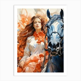 Girl With A Horse Art Print