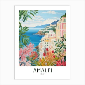 Amalfi, Italy Maximalist Travel Poster Vibrant Colour  Art Print