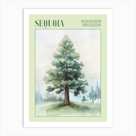 Sequoia Tree Atmospheric Watercolour Painting 6 Poster Art Print