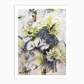 White And Green Flower Painting Art Print
