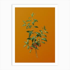 Vintage Alabama Dahoon Branch Botanical on Sunset Orange n.0187 Art Print