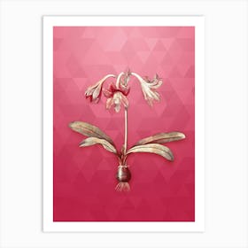 Vintage Netted Veined Amaryllis Botanical in Gold on Viva Magenta n.0527 Art Print