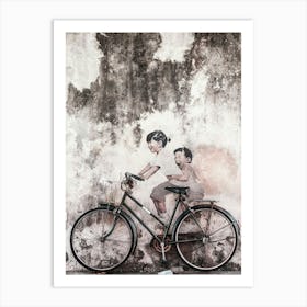 Children On A Bicycle Art Print