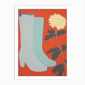 A Painting Of Cowboy Boots With Yellow Flowers, Pop Art Style 2 Art Print