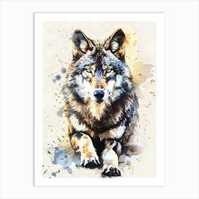 Wolf Watercolor Painting Art Print