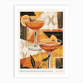 Manhattan Art Deco Inspired Cocktail 2 Poster Art Print